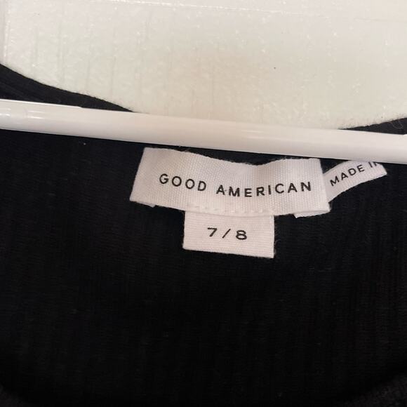 Good American Bold Shoulder Cutout Rib Black Body-con Dress 4X - Picture 5 of 6